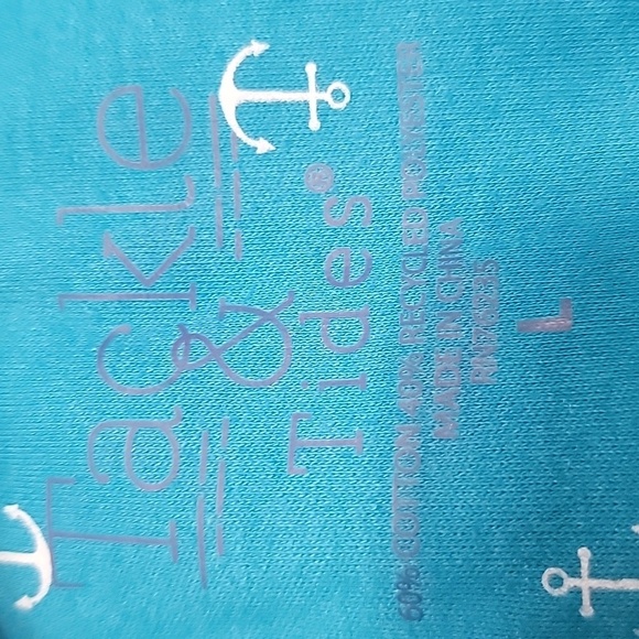 Tackle & Tides Size L Bright Blue with White Anchor Pattern Polo Style Shirt NEW - Picture 10 of 10
